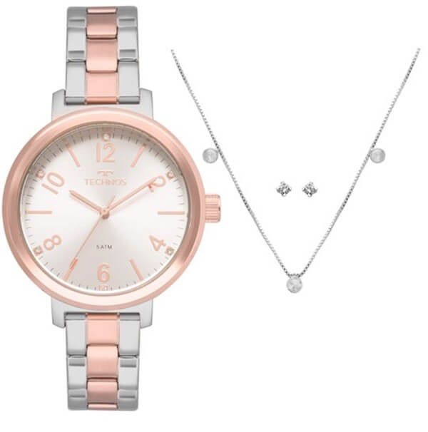 Relógio Technos Feminino 2035MMV/K4K + Colar e brincos