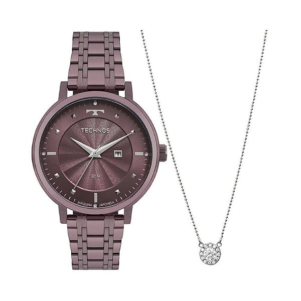 Kit Relógio Technos Feminino Fashion Trend 2015CCU/K5G + colar