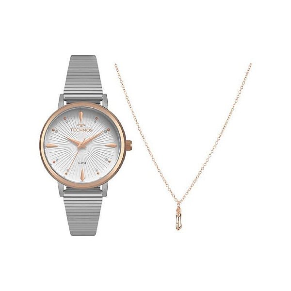Kit Relógio Technos Feminino Trend 2036MJX/K5B + colar
