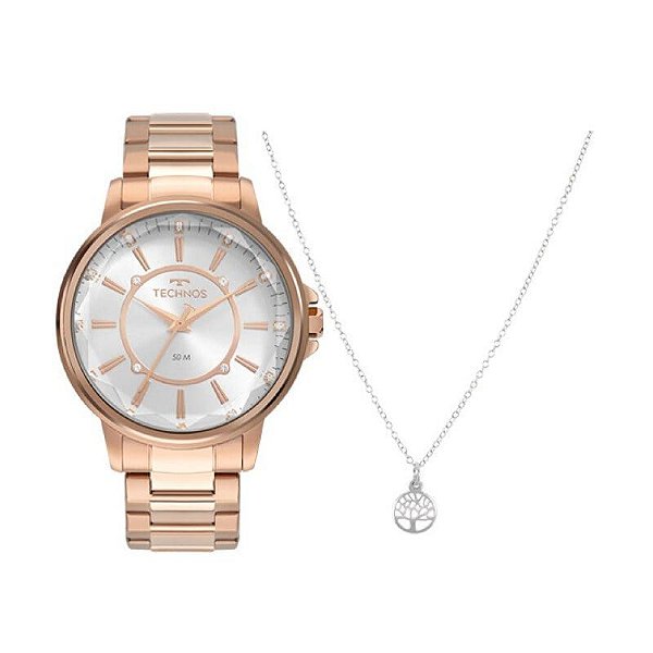Kit Relógio Technos Feminino Trend 2039CL/K4K + colar