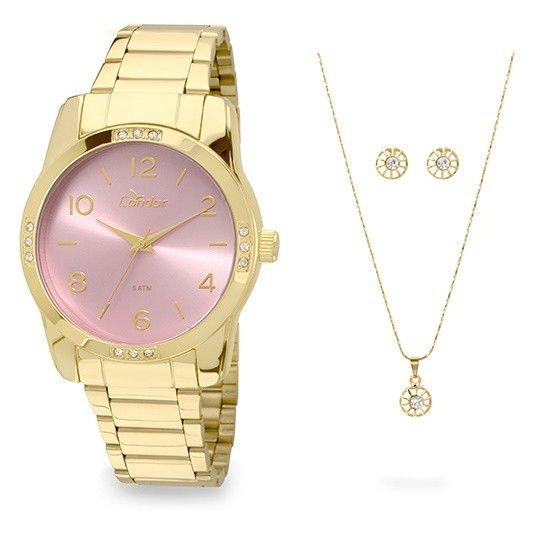 Relógio Condor Feminino CO2035KOE/K4T  + Colar e Brincos