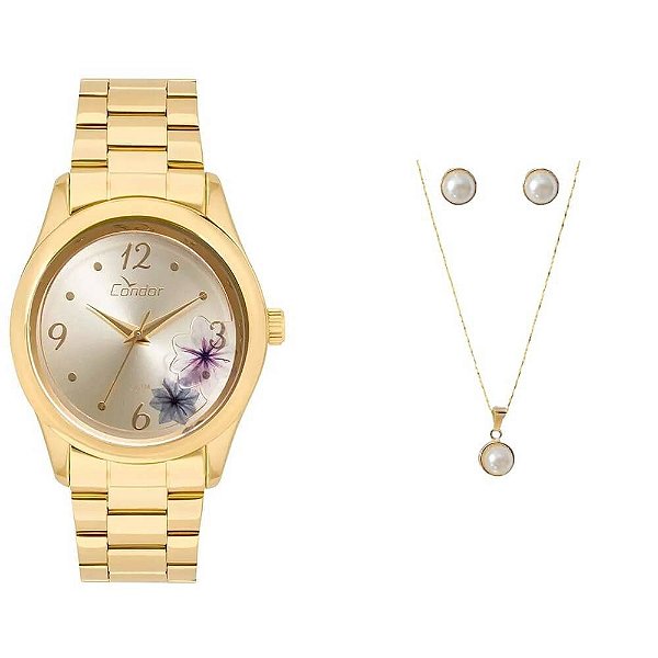 Relógio Condor Feminino CO2035KVX/K4D + Colar + Brincos