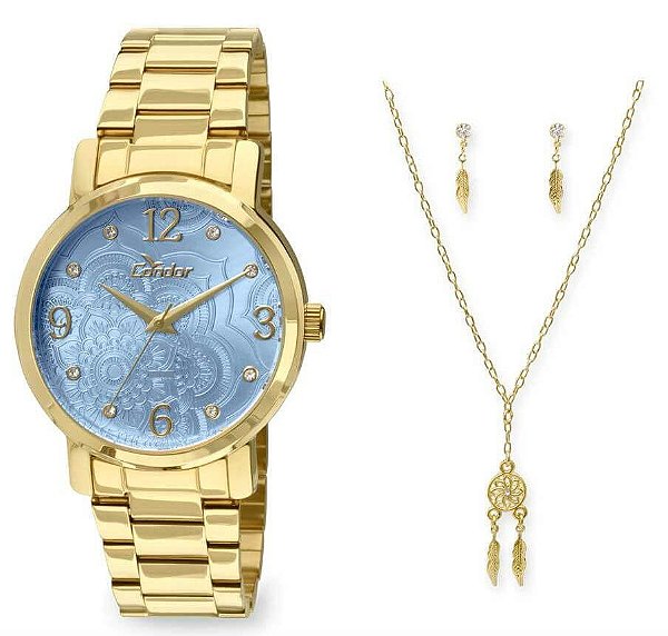 Relógio Condor Feminino CO2036CO/K4A + Colar e Brincos