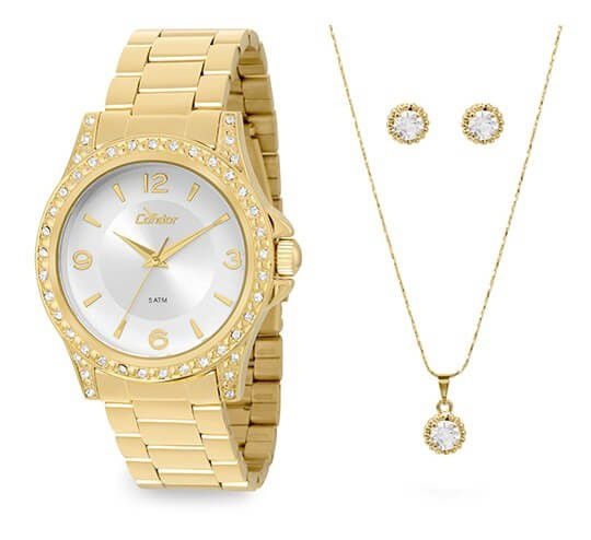 Relógio Condor Feminino COPC21AP/K4K  + Colar e Brincos