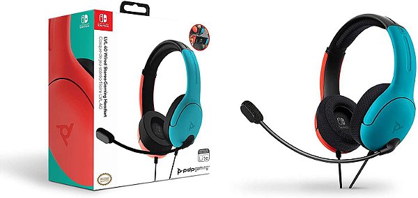 PDP LVL40 Wired Stereo Gaming Headset (Azul e Vermelho) - Switch