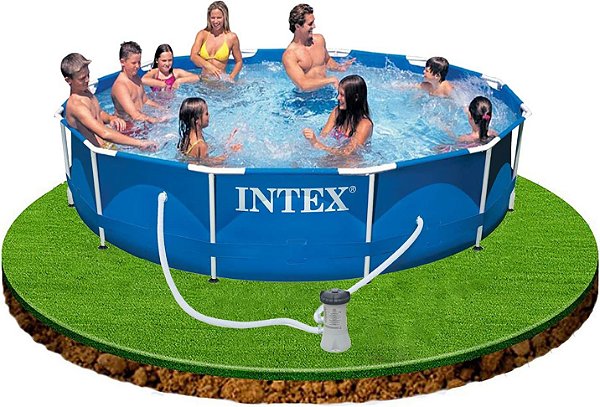 Piscina Intex Circular de Armação Metal de 6.503 L com 3,66m de Diâmetro e 76cm de Profundidade (C/ Bomba Filtro 127v)