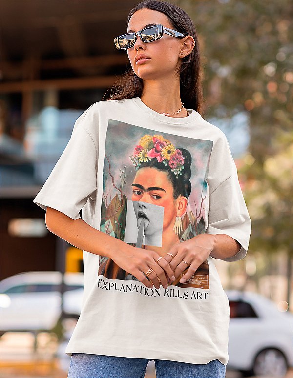 Camiseta Oversized Frida Explanation Kills Art