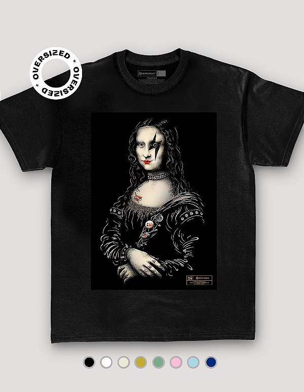 Camiseta Oversized Mona Lisa Kiss