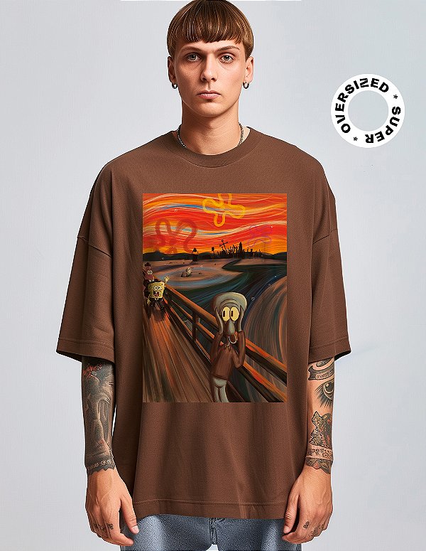 Camiseta Oversized Super Bob Esponja O Grito