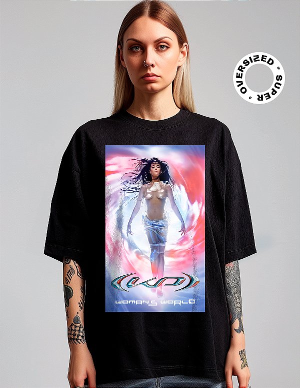 Camiseta Oversized Super Katy Perry Woman's World