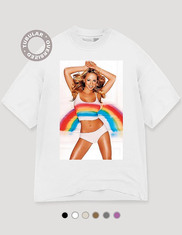 Camiseta Oversized Tubular Mariah Carey Legendary Rainbow