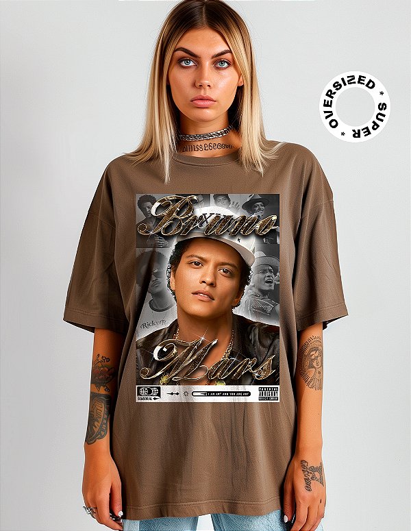 Camiseta Oversized Super Bruno Mars Vibes