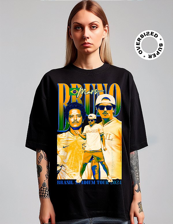 Camiseta Oversized Super Bruno Mars Brazilcore
