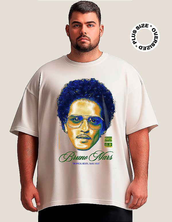Camiseta Oversized Plus Size Bruno Mars Tropical Beats