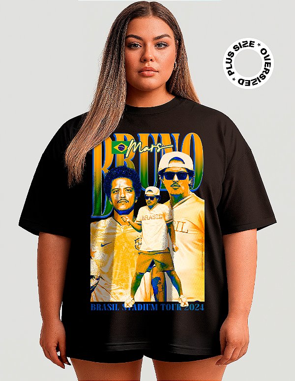 Camiseta Oversized Plus Size Bruno Mars Brazilcore