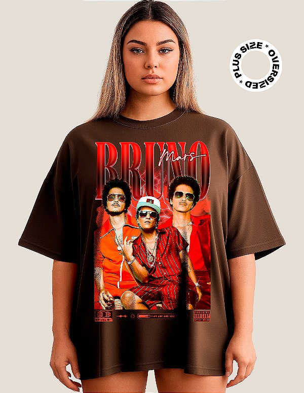 Camiseta Oversized Plus Size Bruno Mars Finesse Fever