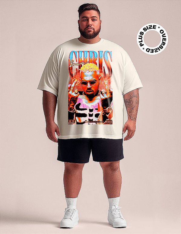 Camiseta Oversized Plus Size Chris Brown Indigo Vibes