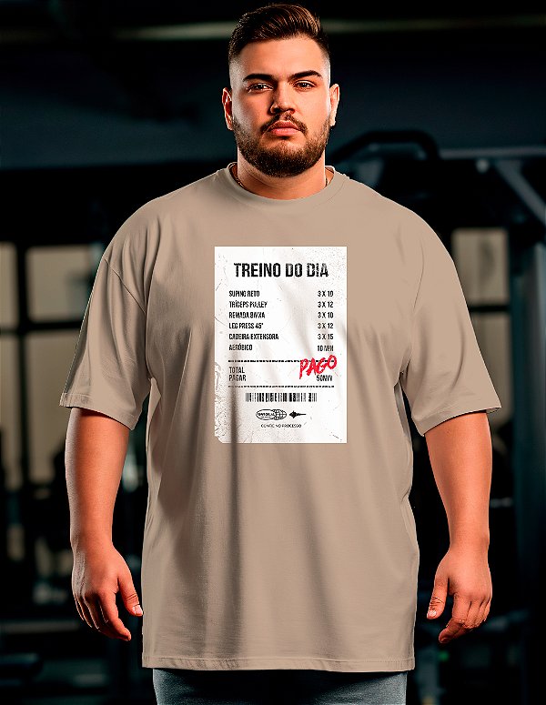 Camiseta Oversized Plus Size Treino do Dia
