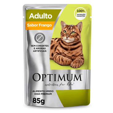 Ração Úmida Optimum Sachê Gatos Adultos Frango 85g