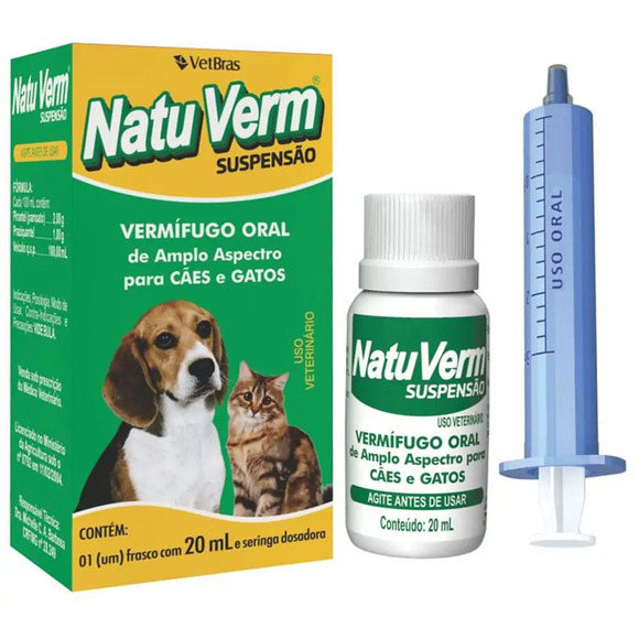 Vermífugo Natu Verm Suspensão para Cães e Gatos 20ml