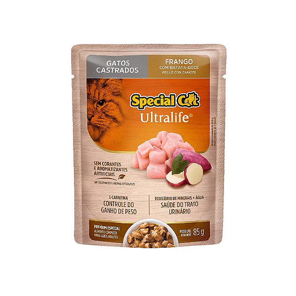 Ração Úmida Special Cat Sachê para Gatos Castrados Sabor Frango 85g