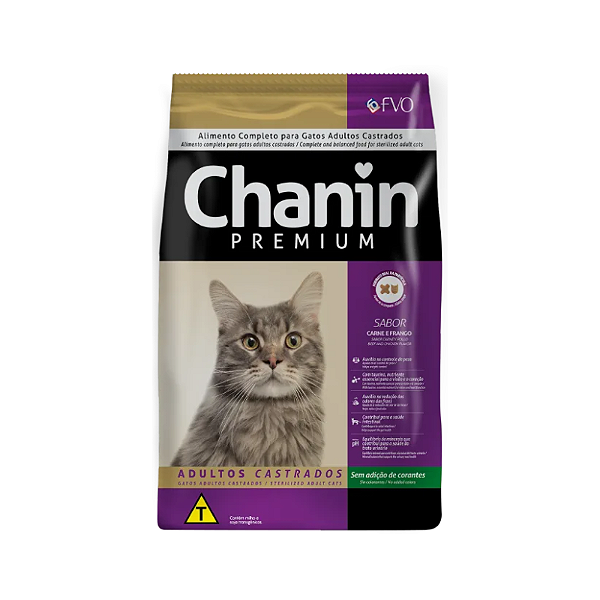 Chanin Premium para Gatos Castrados sabor carne e frango 10.1kg