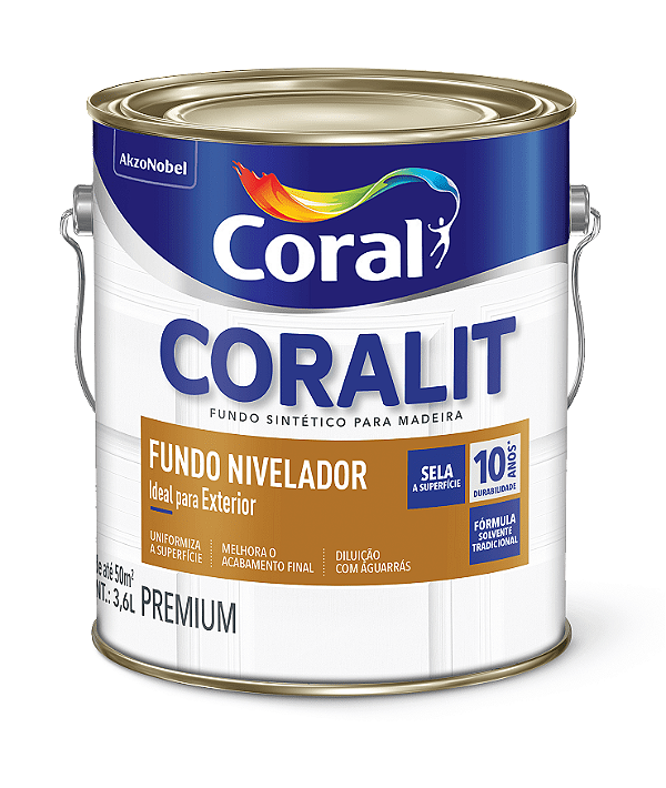 Fundo Coralit Nivelador 3,6L - Branco Foco - CORAL
