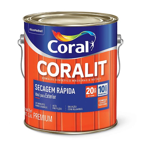 Tinta Esmalte Sintético Coralit Secagem Rápida Brilhante 3,6L - Amarelo - CORAL