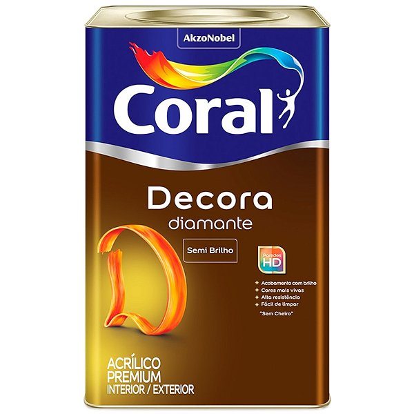 Tinta Acrílica Semibrilho Decora Diamante 18L - Branco Gelo - CORAL