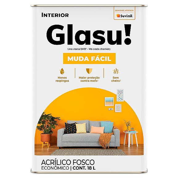 Tinta Acrílica Fosco Econômica 18L Palha - Glasu!