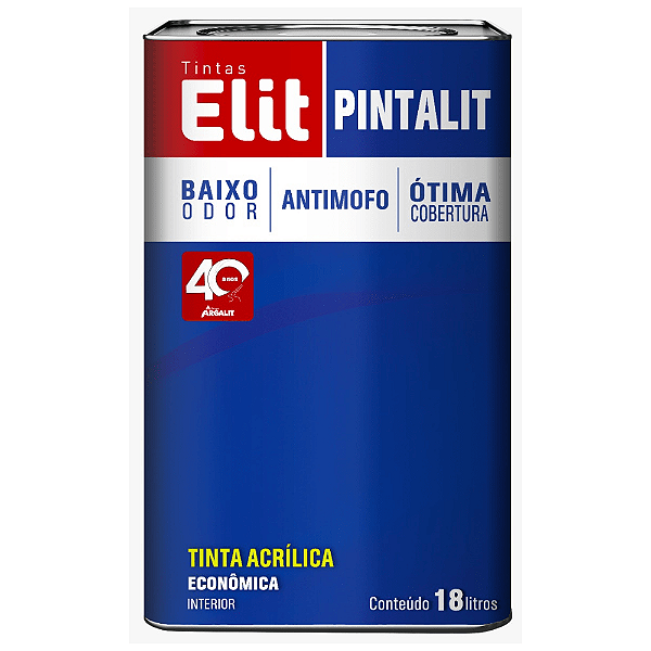 Tinta Acrílica Pintalit Econômica Fosco 18L - Branco Neve - ELIT