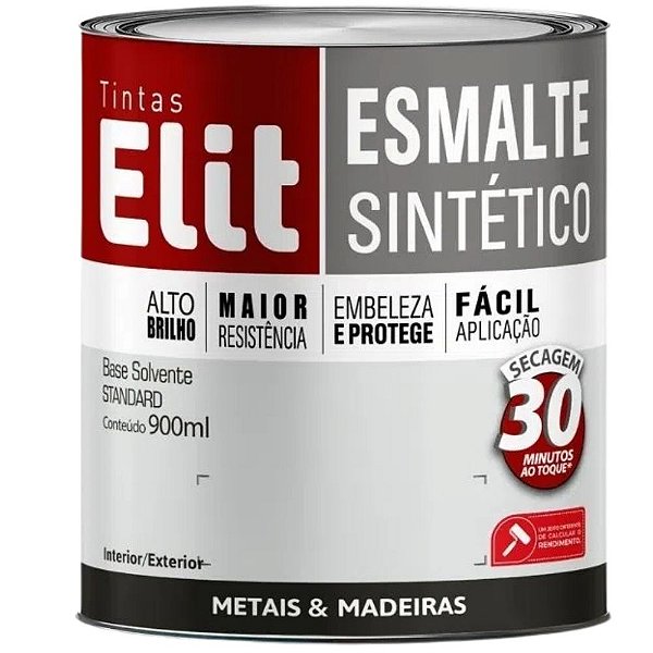 Tinta Esmalte Sintético Brilhante 0,9L - Preto - ELIT