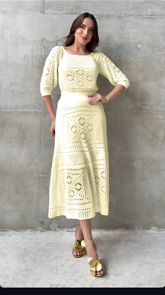 Conjunto tricô saia