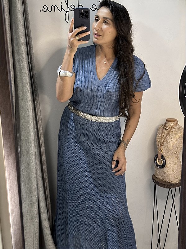 Conjunto tricô decote