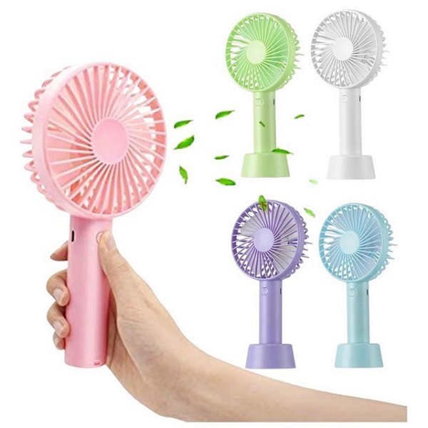 Mini Ventilador Portátil Recarregável com Suporte de Mão Lelong LE-79