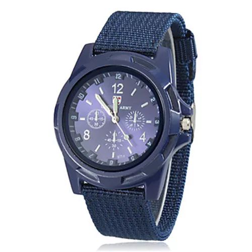 Relógio de pulso masculino Canvas Strap Quartz, Relógio do exército, Nylon, M