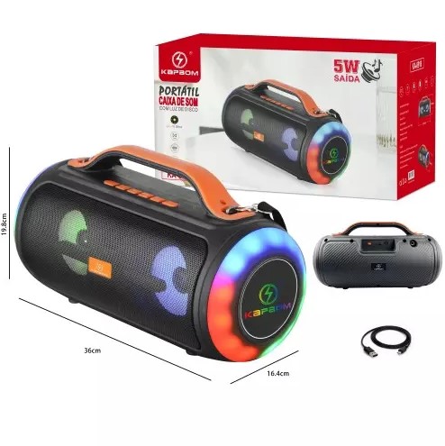 Caixa De Som Bluetooth Luz De Disco Grande