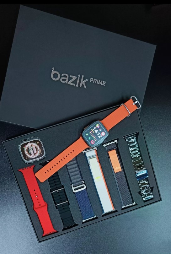 Smartwatch W53 Pro Max 49mm Serie 9 7 Pulseiras Faz e Recebe Chamadas - Preto