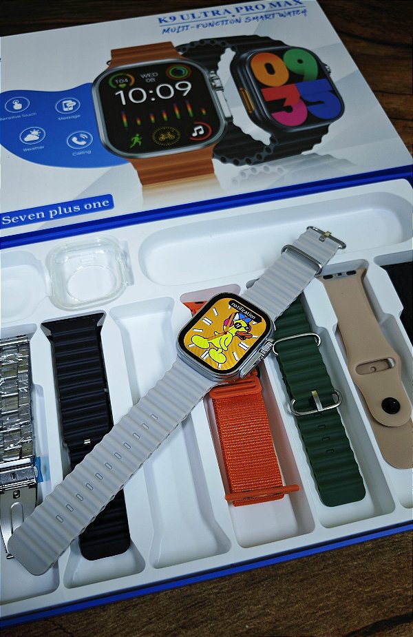 Smartwatch K9 Ultra Pro Max 49mm Serie 9 7 Pulseiras