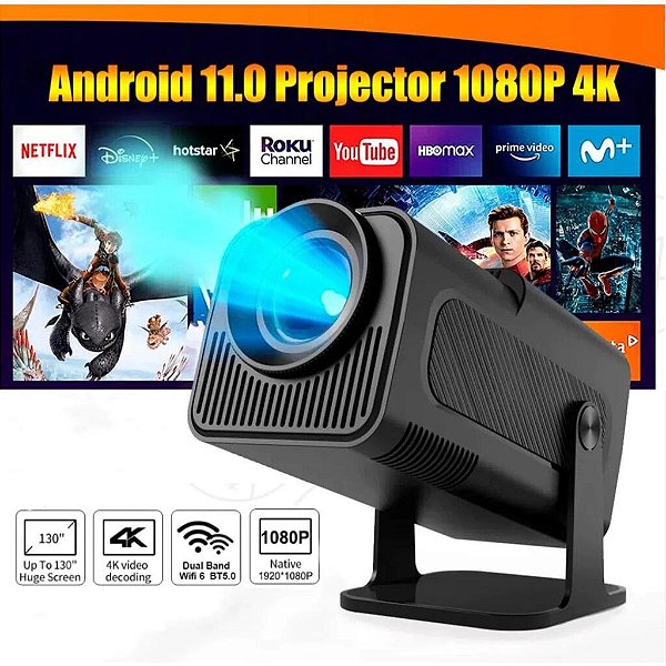 Projetor Hy320 Mini Portátil 4K HD Android 110v/220v