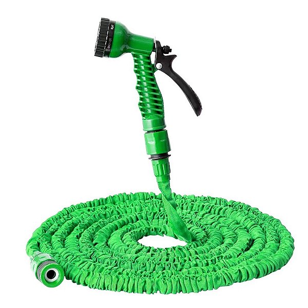 Mangueira Jardim Expansível 15 Metros Resistente Jatos D Água Cor:Verde