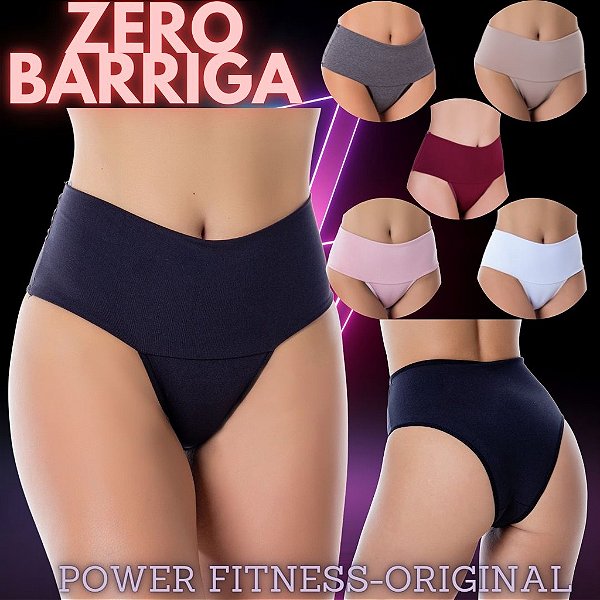 Kit 5 Calcinha Cintura Alta - Cós Duplo e segura barriga Power fitness