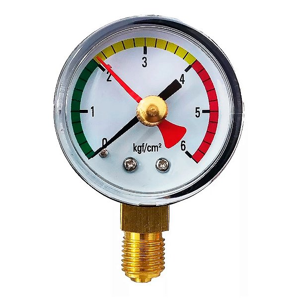 Manômetro De Segurança 6 Kgf 1/4" BSP Com Ponteiro De Arraste Druck