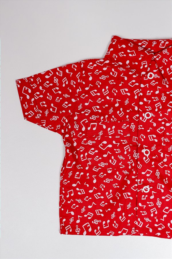 CAMISA KIDS NOTAS MUSICAIS VERMELHA