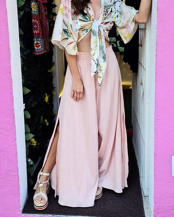 CALÇA PANTALONA FENDA ROSE