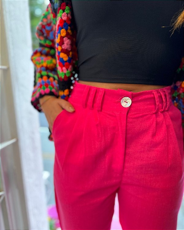 CALÇA ALFAIATARIA LINHO PINK