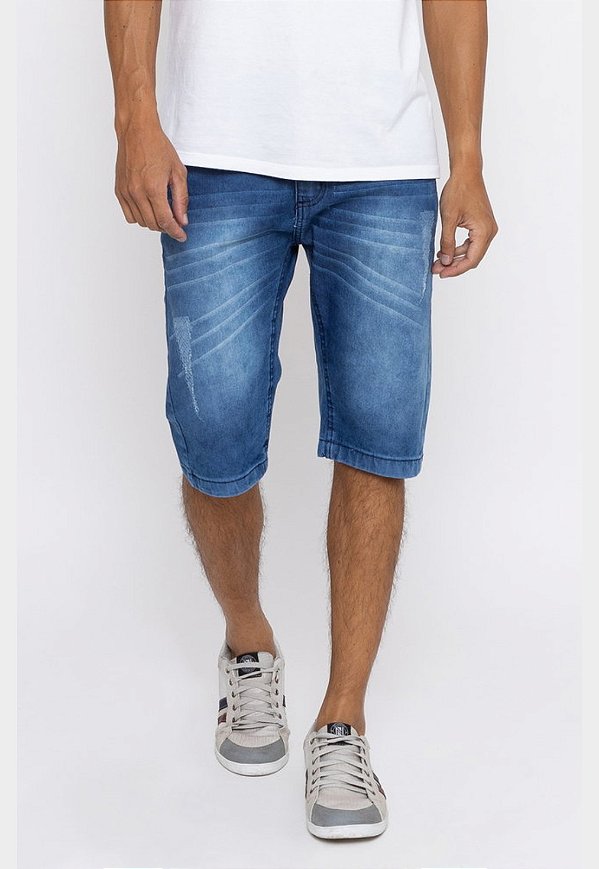 Bermuda Jeans Masculina Tradicional Azul com Puídos Caribe - Compre calça  jeans com ótimo preço aqui / Versatti jeans