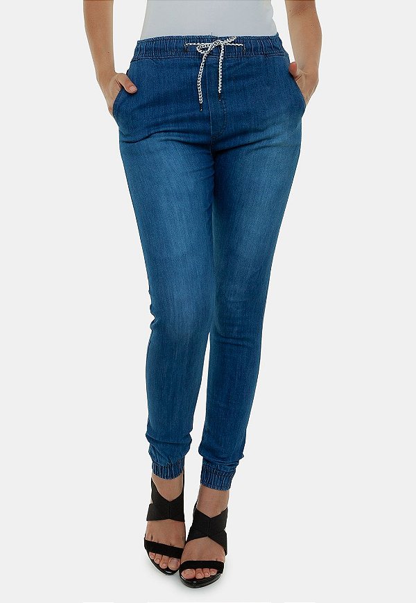 Calça Jogger em jeans  Versatti Premium Feminino  Como