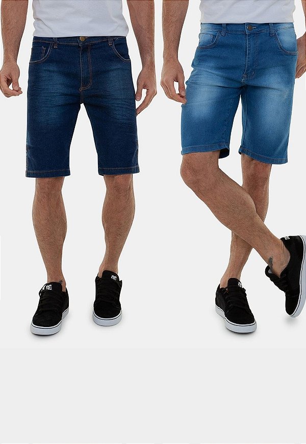 Kit com 2 Bermudas jeans Versatti Premium Original Masculinas Cancún Azul