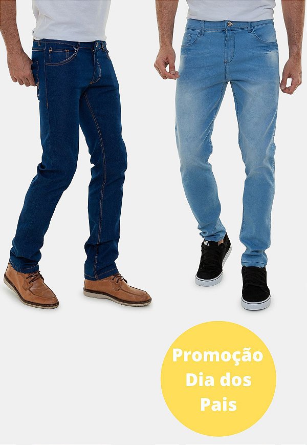 Kit 2 Calças Jeans Masculinas Tradicional Premium Azul Versatti Veneza Versatti